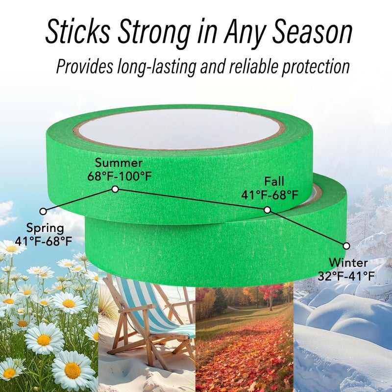 G GEYYANG 2 Pack Green Painters Tape - Green Masking Tape 1 Inch Wide - Multi-Surface, Smart Adhesion, Indoor & Outdoor - Paint Tape for DIY, Labeling, Art, Car, General Purpose - 180FT Total - Image 4